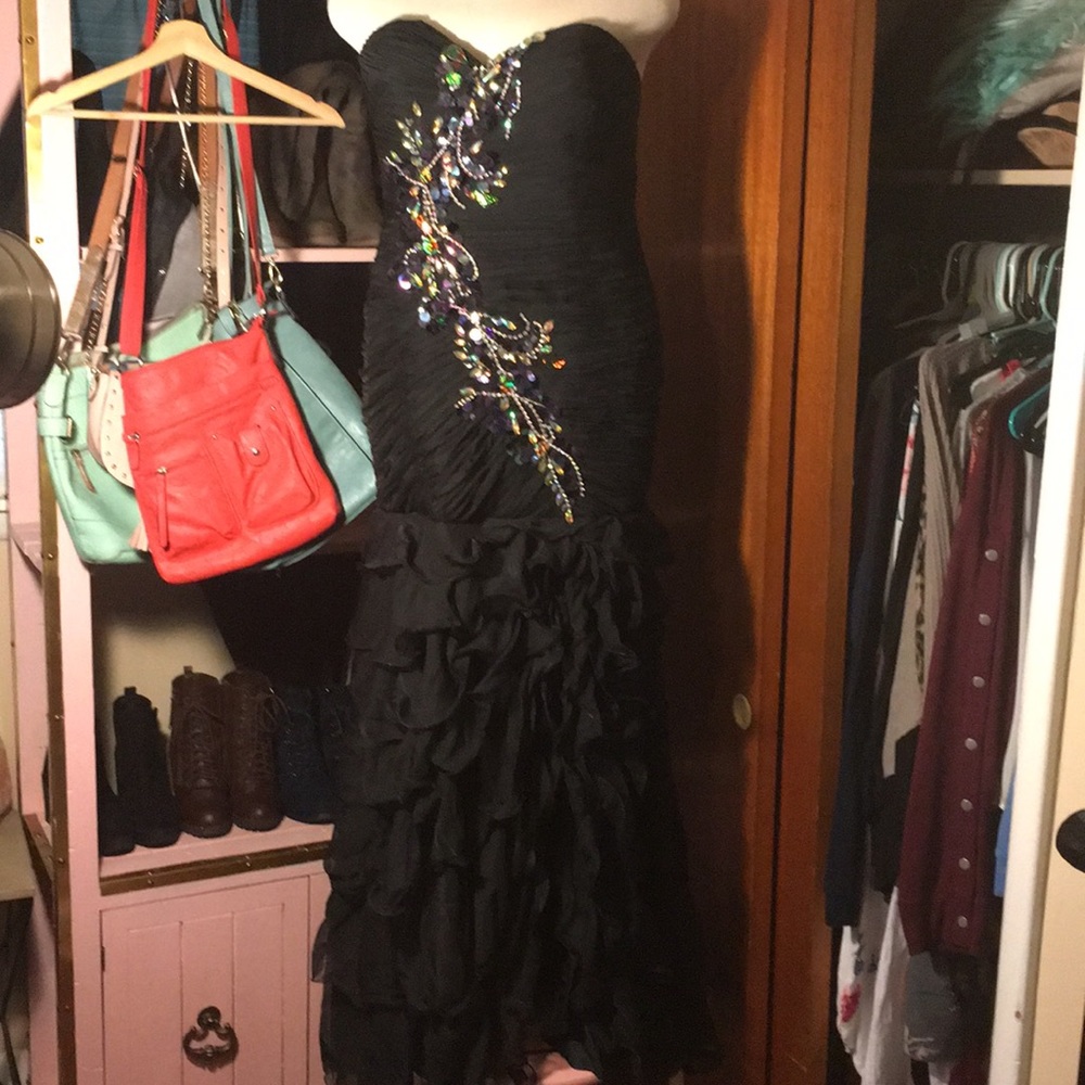 Peacock inspired prom dress
